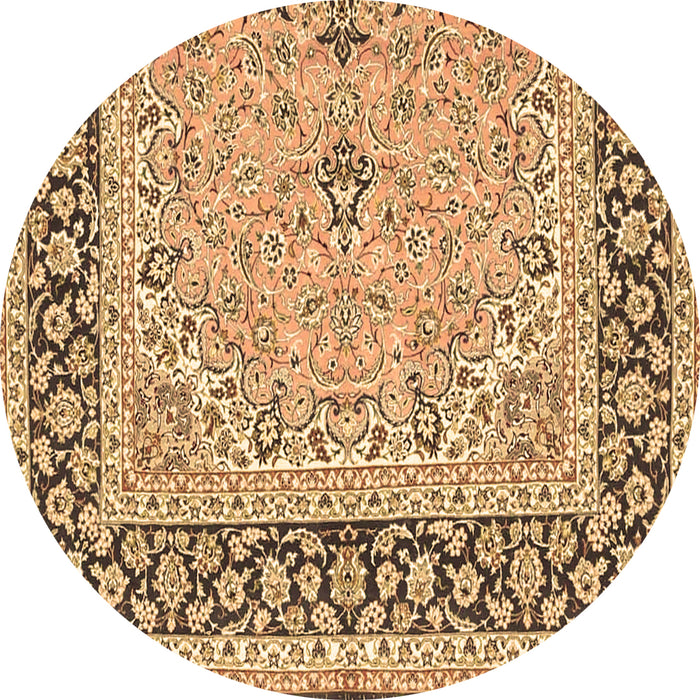 Round Persian Brown Traditional Rug, tr4817brn