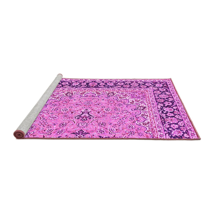 Sideview of Machine Washable Persian Pink Traditional Rug, wshtr4817pnk