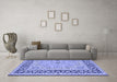 Machine Washable Persian Blue Traditional Rug in a Living Room, wshtr4817blu