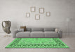 Machine Washable Persian Emerald Green Traditional Area Rugs in a Living Room,, wshtr4817emgrn