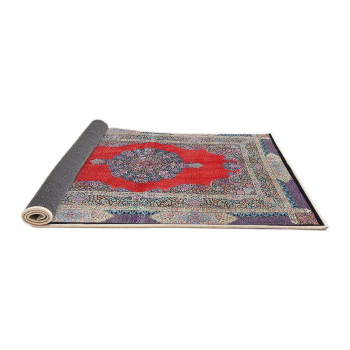 Sideview of Traditional Brown Red Medallion Rug, tr4818