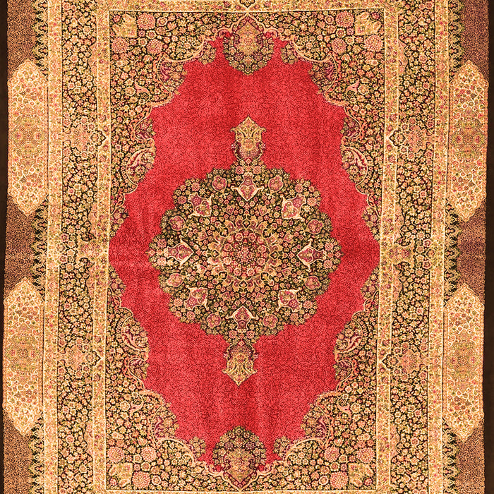 Serging Thickness of Machine Washable Medallion Orange Traditional Area Rugs, wshtr4818org