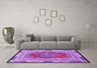 Machine Washable Medallion Purple Traditional Area Rugs in a Living Room, wshtr4818pur