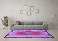 Machine Washable Medallion Purple Traditional Rug, wshtr4818pur