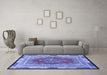 Machine Washable Medallion Blue Traditional Rug in a Living Room, wshtr4818blu