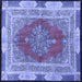 Square Machine Washable Medallion Blue Traditional Rug, wshtr4818blu