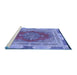 Sideview of Machine Washable Medallion Blue Traditional Rug, wshtr4818blu