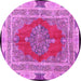 Round Machine Washable Medallion Pink Traditional Rug, wshtr4818pnk
