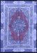 Machine Washable Medallion Blue Traditional Rug, wshtr4818blu