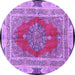 Round Medallion Purple Traditional Rug, tr4818pur