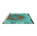Sideview of Machine Washable Medallion Turquoise Traditional Area Rugs, wshtr4818turq