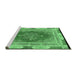 Sideview of Machine Washable Medallion Emerald Green Traditional Area Rugs, wshtr4818emgrn