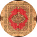 Square Medallion Orange Traditional Rug, tr4818org