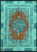 Machine Washable Medallion Turquoise Traditional Area Rugs, wshtr4818turq