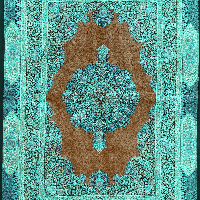 Machine Washable Medallion Turquoise Traditional Area Rugs, wshtr4818turq