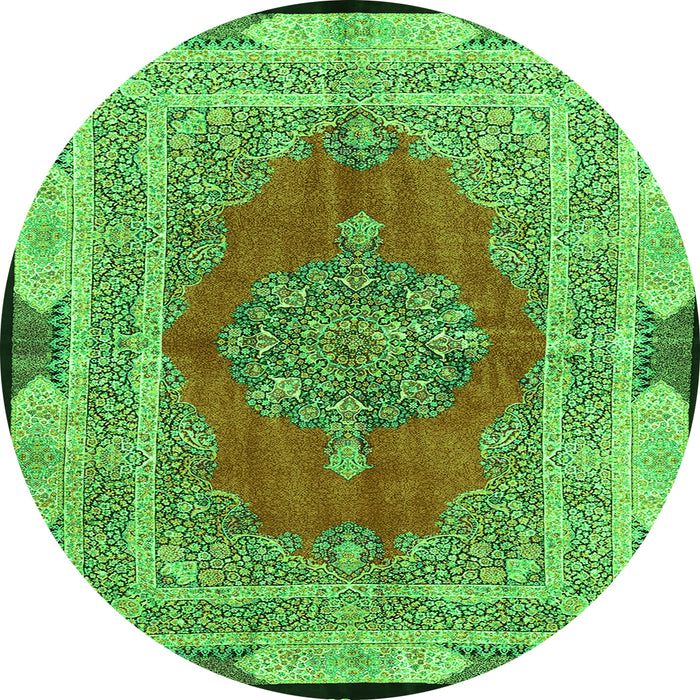 Square Medallion Green Traditional Rug, tr4818grn