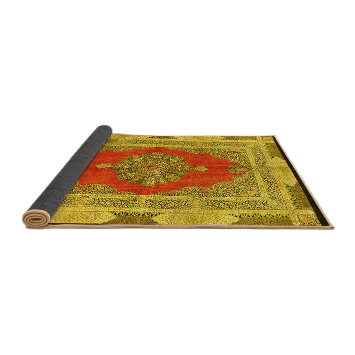 Sideview of Medallion Yellow Traditional Rug, tr4818yw