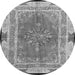 Machine Washable Medallion Gray Traditional Rug, wshtr4818gry
