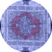 Round Medallion Blue Traditional Rug, tr4818blu