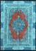 Machine Washable Medallion Light Blue Traditional Rug, wshtr4818lblu
