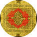 Round Medallion Yellow Traditional Rug, tr4818yw