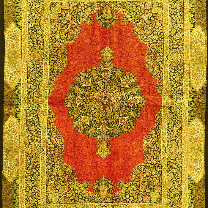 Machine Washable Medallion Yellow Traditional Rug, wshtr4818yw