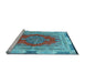 Sideview of Machine Washable Medallion Light Blue Traditional Rug, wshtr4818lblu