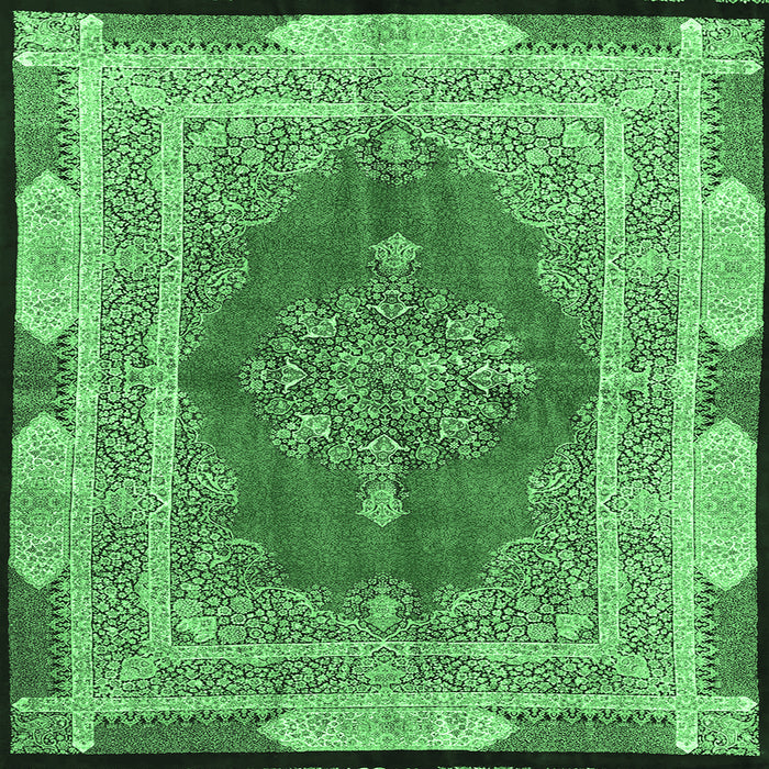 Square Medallion Emerald Green Traditional Rug, tr4818emgrn