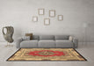 Machine Washable Medallion Brown Traditional Rug in a Living Room,, wshtr4818brn