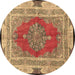 Round Medallion Brown Traditional Rug, tr4818brn