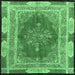Square Machine Washable Medallion Emerald Green Traditional Area Rugs, wshtr4818emgrn