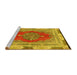Sideview of Machine Washable Medallion Yellow Traditional Rug, wshtr4818yw