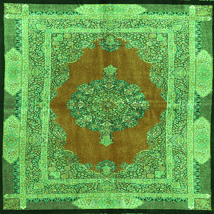 Serging Thickness of Medallion Green Traditional Rug, tr4818grn
