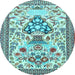 Round Animal Light Blue Traditional Rug, tr4819lblu