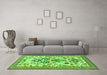 Machine Washable Animal Green Traditional Area Rugs in a Living Room,, wshtr4819grn