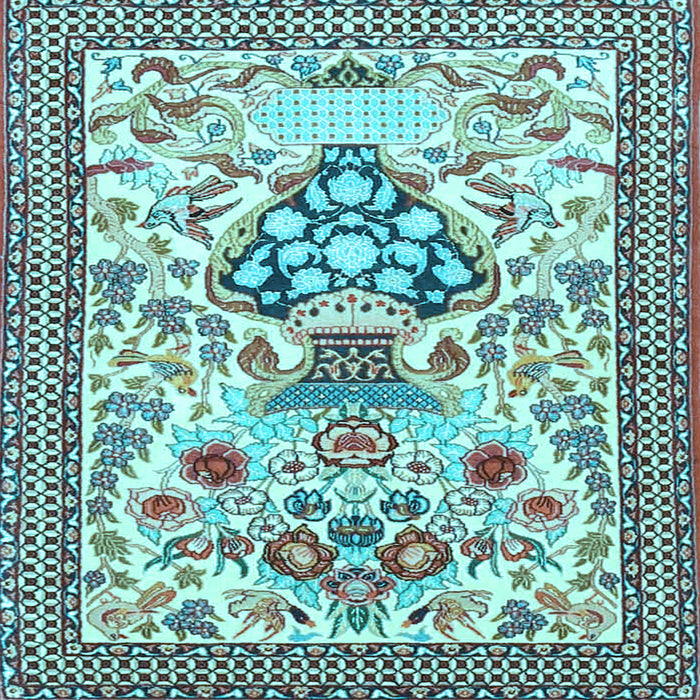 Square Animal Light Blue Traditional Rug, tr4819lblu