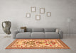 Machine Washable Animal Orange Traditional Area Rugs in a Living Room, wshtr4819org