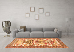 Machine Washable Animal Orange Traditional Area Rugs in a Living Room, wshtr4819org