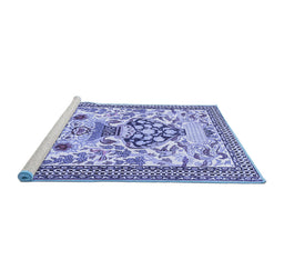 Sideview of Machine Washable Animal Blue Traditional Rug, wshtr4819blu