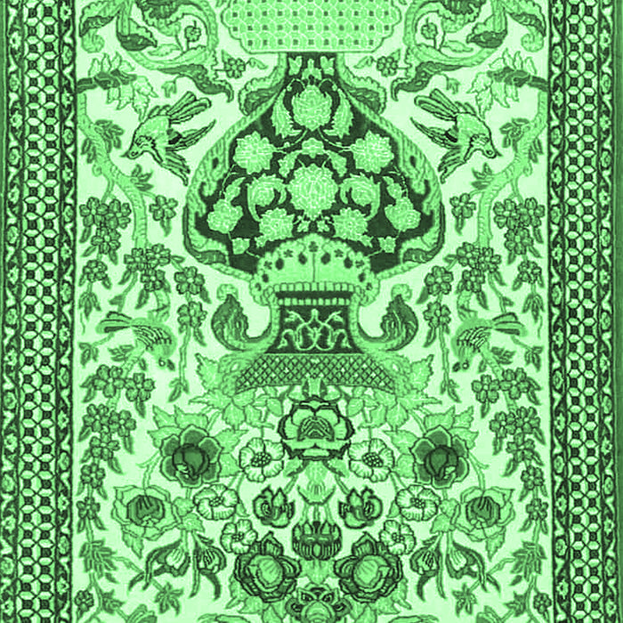 Machine Washable Animal Emerald Green Traditional Area Rugs, wshtr4819emgrn