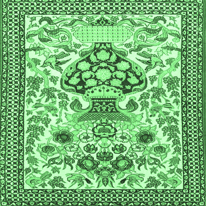 Square Animal Emerald Green Traditional Rug, tr4819emgrn