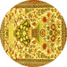 Round Animal Yellow Traditional Rug, tr4819yw