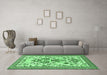 Machine Washable Animal Emerald Green Traditional Area Rugs in a Living Room,, wshtr4819emgrn