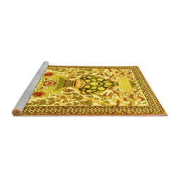 Sideview of Machine Washable Animal Yellow Traditional Rug, wshtr4819yw
