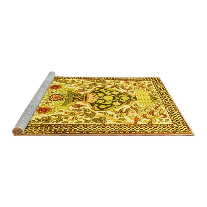 Sideview of Machine Washable Animal Yellow Traditional Rug, wshtr4819yw