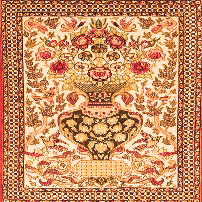 Round Machine Washable Animal Orange Traditional Area Rugs, wshtr4819org