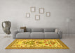 Machine Washable Animal Yellow Traditional Rug in a Living Room, wshtr4819yw