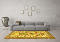 Machine Washable Animal Yellow Traditional Rug, wshtr4819yw