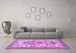 Machine Washable Animal Purple Traditional Area Rugs in a Living Room, wshtr4819pur