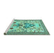 Sideview of Machine Washable Animal Turquoise Traditional Area Rugs, wshtr4819turq